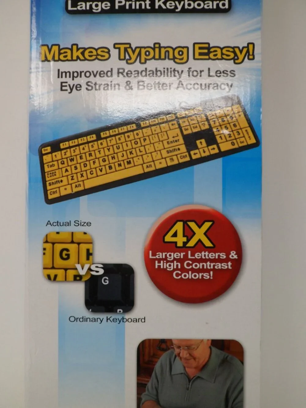 EZ Eyes Large Print Keyboard 4X Larger Letters & High Contrast Colors